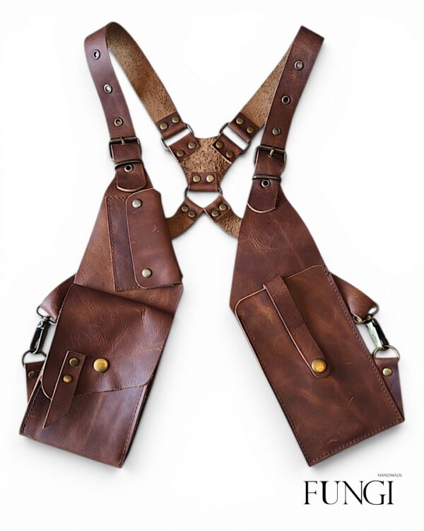 fungi limited holster hakiki deri vucut cantasi eskitme kizil kahve 01