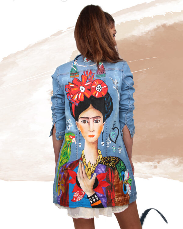 fungi el cizimi denim ceket frida