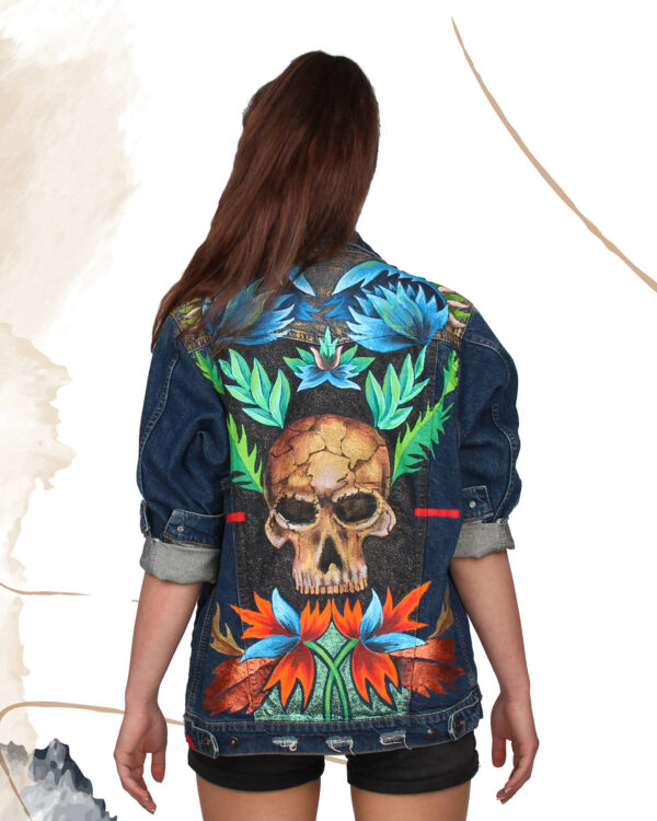 fungi el cizimi denim ceket skull (5)